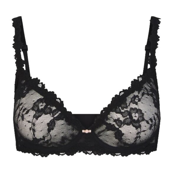 SKV1717 Skims NWT Stretch Lace Unlined Demi Bra Onyx 44DDD